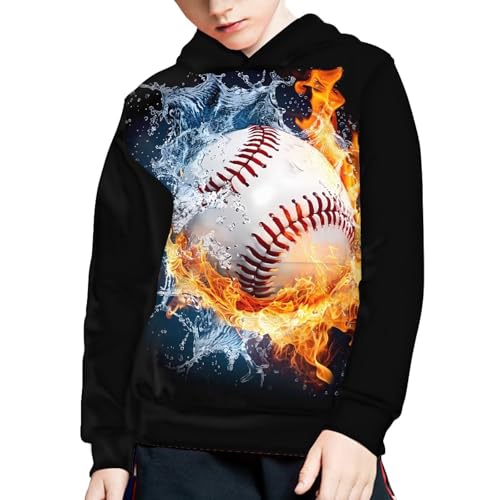 Image of WELLFLYHOM Boys Hooded Sweatshirts Hoodie Pullover Cool Graphic Crewneck Blouses Size 6-16