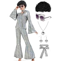 Ragelion Disfraz Disco Mujer,Disfraz Años 70 Mujer Hippie