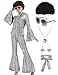 Ragelion Disco Outfit Damen,60er 70er Jahre Outfit Damen für Halloween Party mit Top Hose Zubehör