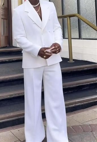 Men's White Double Breasted Suit - Luxury Jacket Pants | Banquet Business Party3