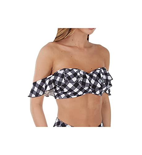 Freya Womens Totally Check Bardot Bikini Top, 34G, Monochrome