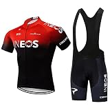 Abbigliamento da Ciclismo da Uomo Maglia da Ciclismo a Manica corta Set Maglia Ciclismo T-shirt + Salopette Ciclismo Con Cuscinetto in gel 20D,Abbigliamento da Ciclismo Traspirante Elastico Set