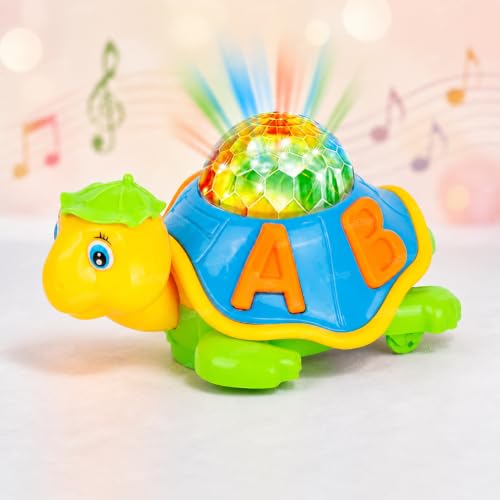 Image of Zest 4 Toyz Musical Toy for Kids Happy Turtle Bump and Go Dancing Toy Animal Figure with 3D Flashing Light & Sound Toy for Babies (Multicolor)