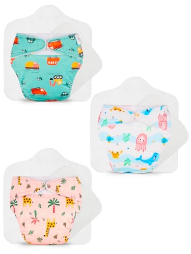 Image of SuperBottoms Freesize UNO SuperSoft Cloth Diaper (with Velcro) | Reusable, Adjustable Cloth Diaper for Babies | Dry Feel Comfort | Fits from 3 Months to 3 Years | Washable & Rash-Free | Pack of 3
