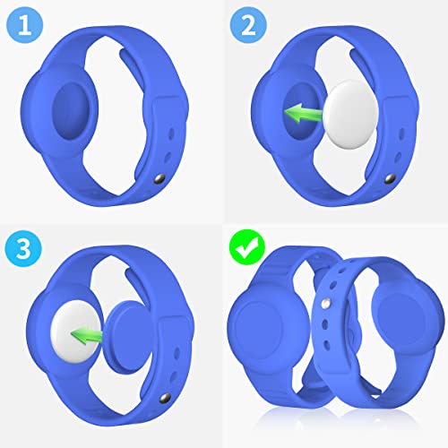 Waterproof Airtag Bracelet For Kids, Wristband For Apple Air Tag Hidden Silicon Holder For Toddler Child Elder Gps Tracking Tagging Watch Band (Black, Blue) #TOP6