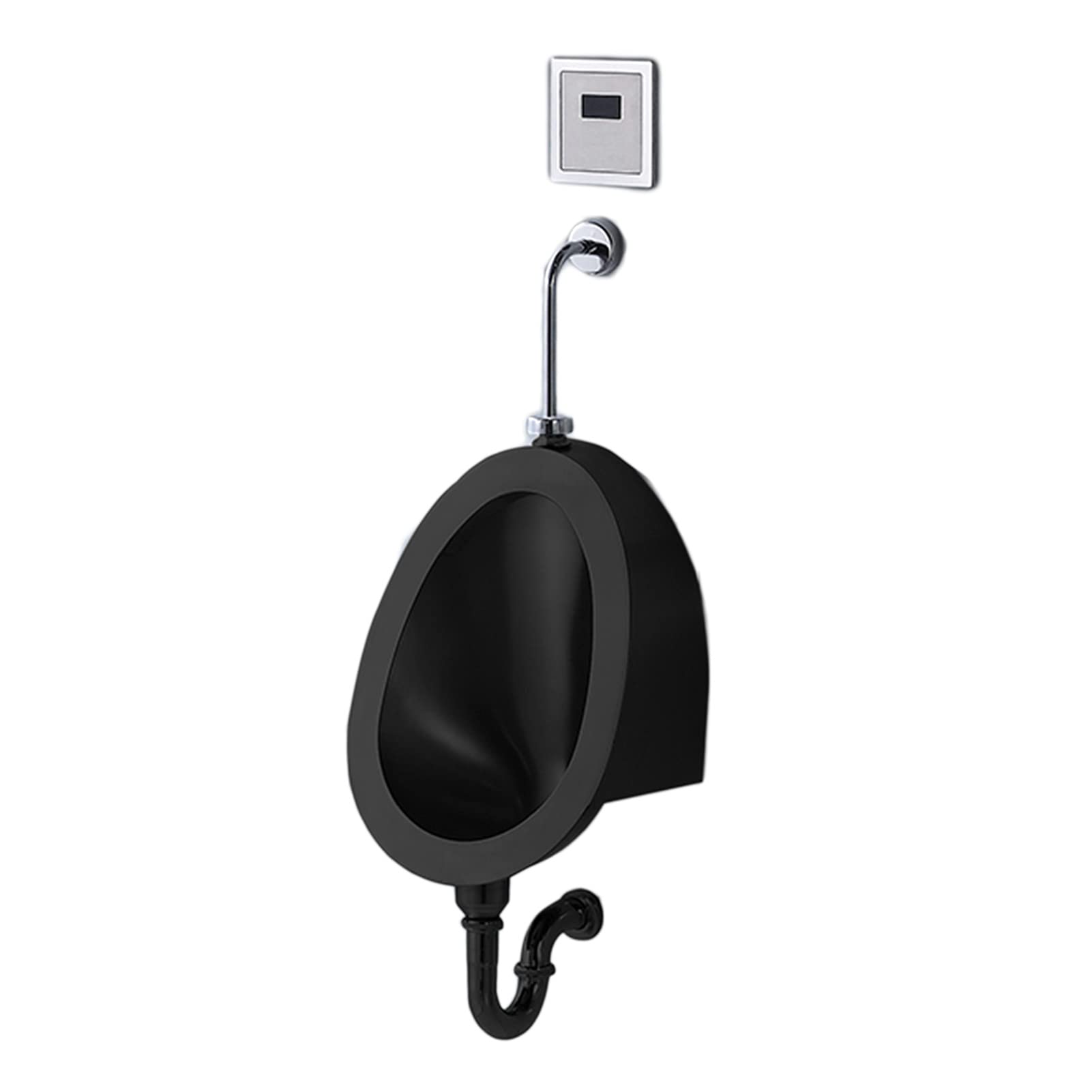 DFEDHF Men's Urinal Trough Commercial Washout Urinal, Intelligent Touchless Stainless Steel Urinal Black, Bathroom Wall Mounted Urinal Toilet Accessory for Home