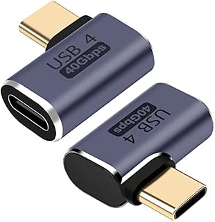 Adapter USB C 40 Gb/s (2 sztuki), wtyczka USB C na gnieździe adapter kątowy USB 4.0 typ C, wtyczka do transmisji danych, kompatybilna z Samsung, MacBook i innymi urządzeniami USB-C
