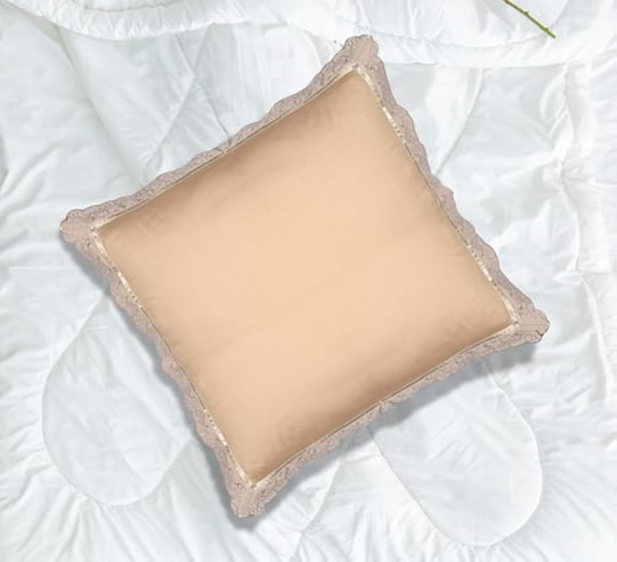Lace Cushion Cover, Warm Almond Beige