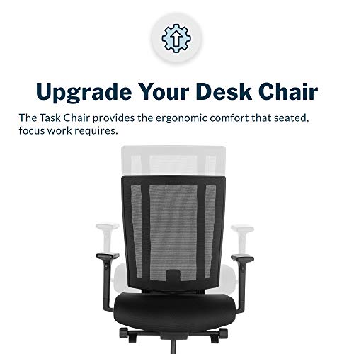 Image of Vari Task Chair- Varidesk Comfortable Ergonomic Office Chair with Mesh, Armrests and Rolling Casters - Easy Assembly, 300lb Capacity - Lumbar and Back Support - Home Office Chair- Black
