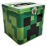 The Tin Box Company Minecraft Stack Store and Carry Tin. Stackable Tin Box with Handle,Green