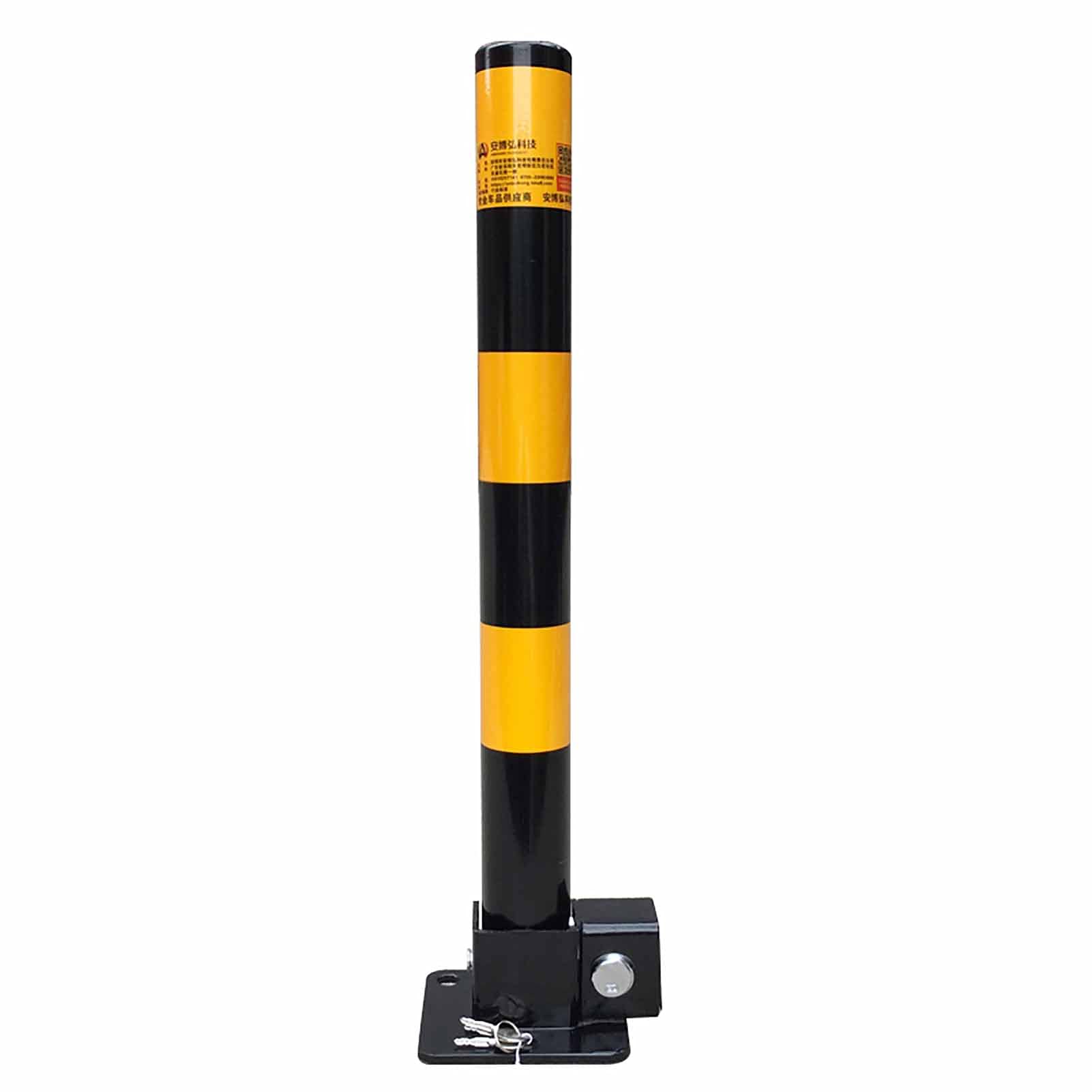 MOKLYF Parking Barrier Folding Car Park Driveway Guard Saver,Safety Barrier Bollard Features Reflective Tape,Easy Installation,Street Bollard Parking Post