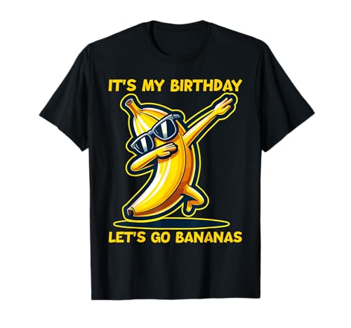 Lindo Let's Go Bananas It's My Birthday para niños divertidos Camiseta