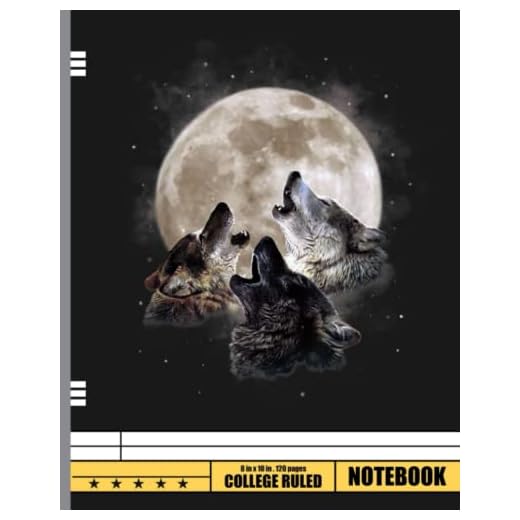Three Wolves Howling at the Moon - Wolf Lover Notebook: Wolf Composition Notebook, Wide Ruled Paper Notebook Journal | Wolf Cover | 120 Pages, Size 8" x 10"