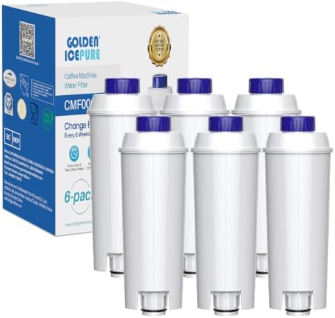GOLDEN ICEPURE Ersatz für De'Longhi Wasserfilter DLSC002, 6er Pack | Kompatibel mit De'Longhi DLSC002 – ECAM, ESAM, ETAM, Magnifica S/Evo, Dinamica, Eletta Explorer, Prima Donna, R