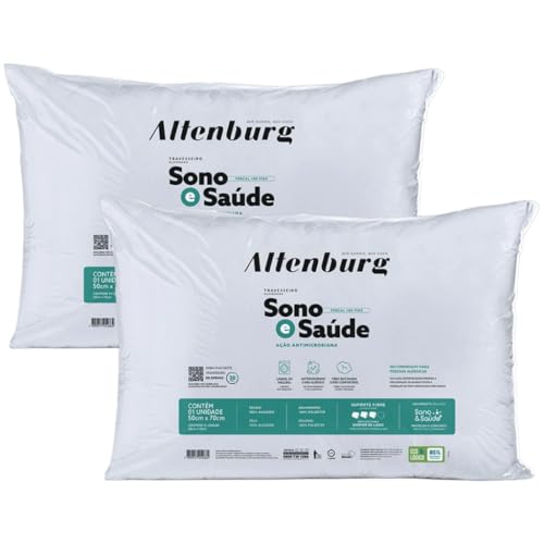 Kit 2 Travesseiros Altenburg Sono e Saúde, 50 x 70 cm, Suporte Firme, Branco