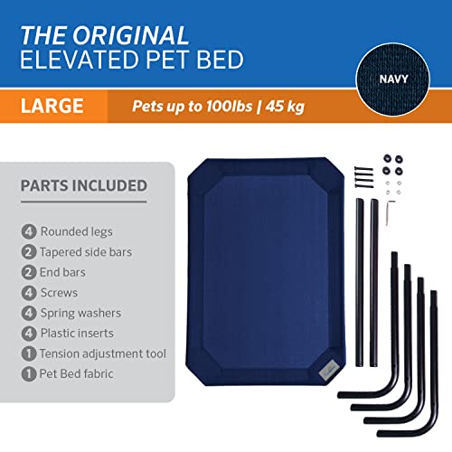 Image of Coolaroo Original Elevated Dog Bed - Breathable Off-The-Ground Pet Bed with Cooling Fabric, Joint Relief & Moisture-Resistant Fabric, 100% Recyclable, Easy Clean, Navy Blue, Large