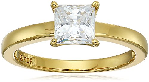 Amazon Collection Yellow Gold Plated Sterling Silver Solitaire Engagement Ring Set With Princess Cut Infinite Elements Cubic Zirconia (1 Cttw), Size 7 #TOP12