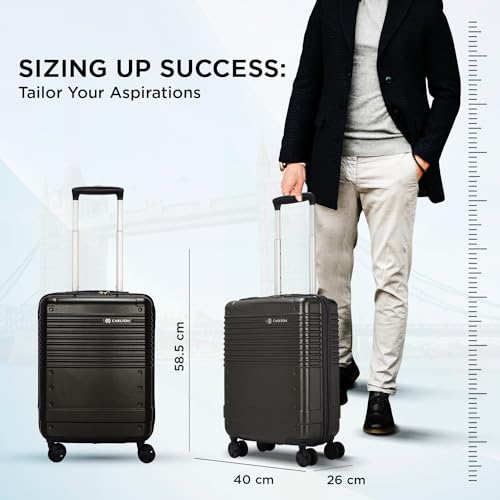 Image of Carlton Alumina | Cabin Trolley Bag, 56 Cm Small Hardsided Luggage | 8 Wheels, TSA Lock | Polycarbonate | Premium Suitcase for Travel | 5 Year International Warranty | Metallic Graphite