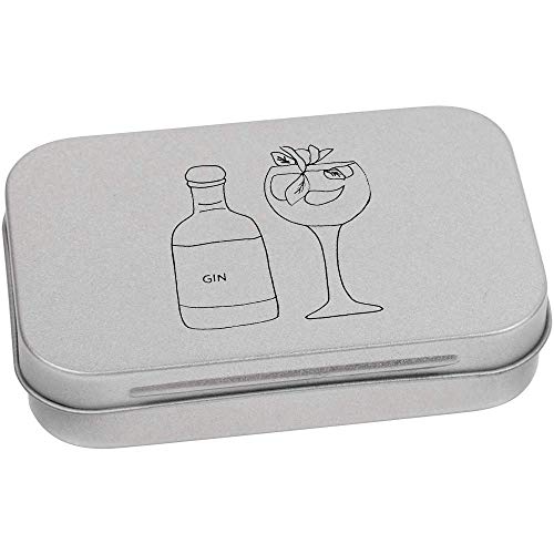 Azeeda 95mm 'Gin With Glass' Metal Hinged Tin/Storage Box (TT00099184)