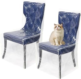 Plastic Dining Chair Covers Clear PVC Dining Chair Seat Covers Waterproof Chair Protector Dustproof Cat Scratch High Back Dining Chair Slipcovers Seat Chair Protector for Home Kitchen Bedroom (6)