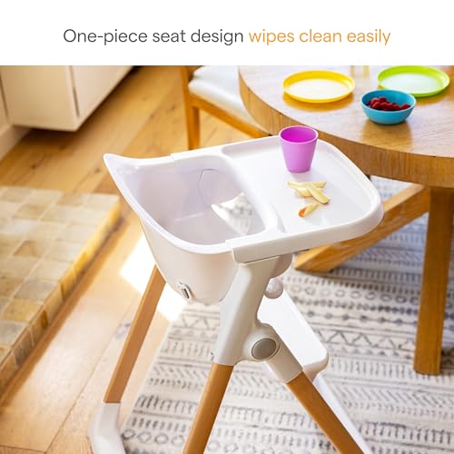 munchkin float baby high chair foldable and easy to clean for babies and toddlers white with wooden legs