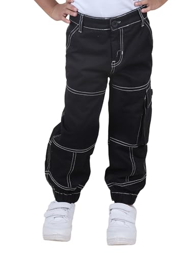 Image of Boys Cotton Full Length Front Cut Sew Cargo Pant with Bottom Tab