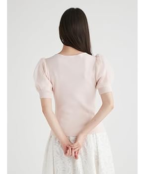 セルフォード＊パフスリーブ長袖シアーリブニット 可愛い 透け 秋 セルフォード＊パフスリーブ長袖シアーリブニット 可愛い 透け