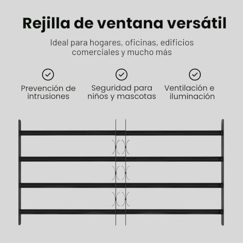 Miniatura 5 de Vidaxl Rejilla De Ventana Negro 115 X 60 Cm, Sala De Estar, Moderno, Muebles Ajustables En Ancho, Diseño Versátil Para Máximo Confort, Soluciones Que Ahorran Espacio, Opción Estilosa