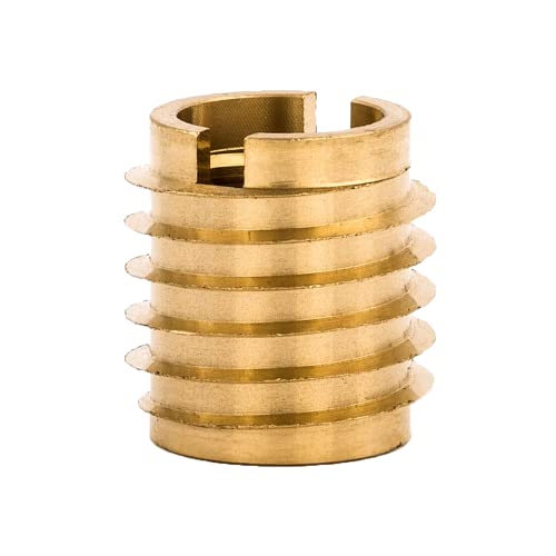 Image of E-Z LOK Knife Threaded Insert for Hard-Wood, Brass Thread Inserts 3 /8-16 Internal Threads, 0.625 inch Length Pack of 10