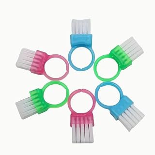 Mini nail ring brush, dust brush, 6-piece set - finger-clasp type hairbrush, nail art tool, small hairbrush for cultural artifacts, nail cleaning supplies