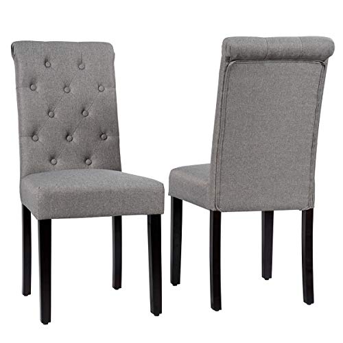 Giantex Upholstered Accent Dining Chairs Set Of 4, Dining Side Chairs W/Adjustable Anti-Slip Foot Pads, High Back, Sturdy Wood Legs, High Back Tufted Parsons Chair For Kitchen Dining Room (4, Grey) #TOP7