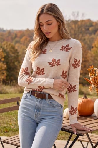 Image of Arach&Cloz Women's Wool Blend Classic Crew Neck Casual Fall Sweaters