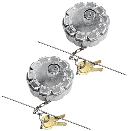 2Pcs 20770691 3″ Locking Fuel Cap, Truck Fuel Tank Cap Fit For Volvo VN & VNL Heavy Duty Trucks Models, OEM S-23949 20511590 VOL20770691 Fuel Tank Cap (Aluminum)