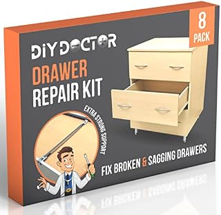 DIY Doctor - 8 Pack Drawer Doctor Kit - Mend Repair Broken Buckled Drawers - Drawer Strengthener - Drawer Repair Kit - Drawer Supports for Sagging Drawers - Drawer Reinforcers Fixing Kit