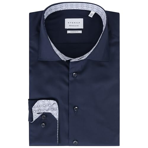 ETERNA Herren Langarm Hemd Modern Fit | Bügelfrei | Dynamic Cotton™ | Dunkelblau | 100{186b4fa3feaee72cc8ceb858d0d98335525d2898b77a36acb4d6e9f3d886ef97} Baumwolle | Kentkragen mit Ausputz Gr. 43