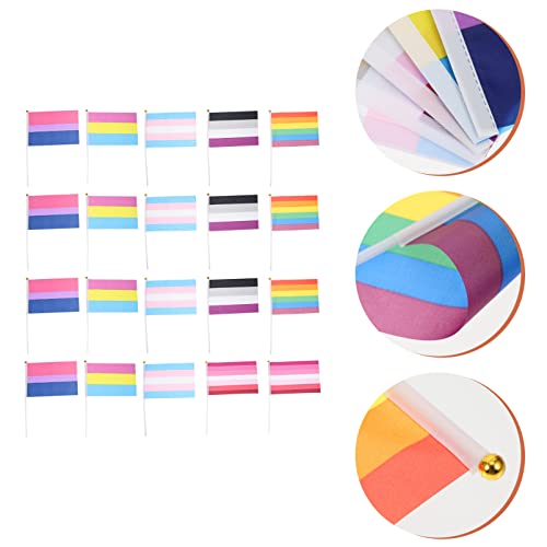 STOBOK Bandeira do orgulho arco-íris pequena mini bandeiras gays 20 peças decoração de festa LGBT mi