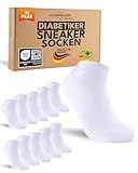 10 Paar Diabetiker Sneaker Socken Herren Damen ohne Gummibund & ohne Naht Sneaker Diabetiker Socken mit Komfortbund ohne Gummi (Weiß 39-42)