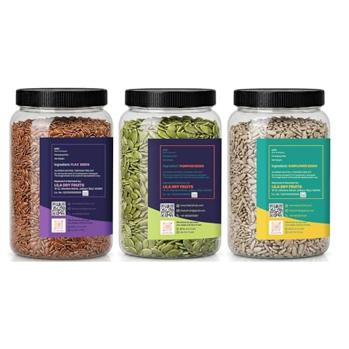 Image of LILA DRY FRUITS Seeds Combo Pack Pumpkin Sunflower Flax Seed 100 g x 3 | Raw Mixed Seeds Pack for Daily Nutrition, Healthy Snacking, Smoothies, Salads & Breakfast Toppings Perfect for Gifting