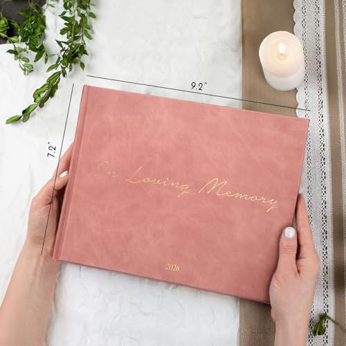 Image of Funeral Guest Book - Celebration of Life Guest Book with Rollerball Pen for Memorial Service - Funeral Memory Sign in Books for Over 300+ Guests - Funeral Decorations with In Loving Memory Table Sign