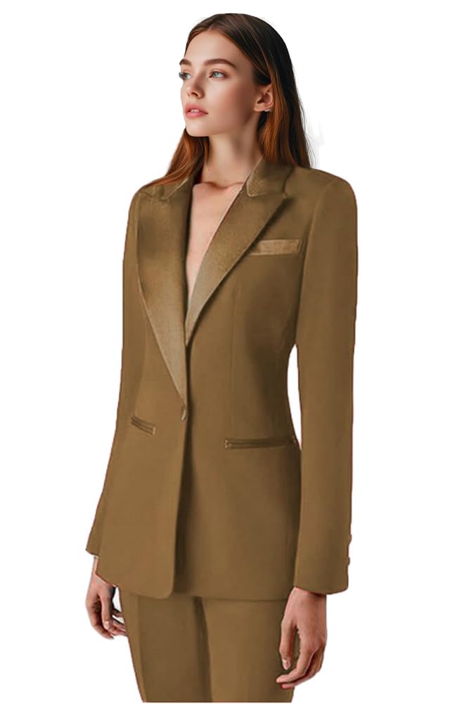 Costume deux pièces pour femme - Coupe ajustée - Blazer et pantalon - Tenue décontractée - Tenue de bal de fin d'année