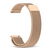 22mm Rose Gold Magnetic Stainless Steel Smart watch Band – Quick Release Milanese Loop Replacement –Strap for Women – Stylish, Adjustable, Anti-Snag Edge, Comfortable Fit, Compatible with Smart watches