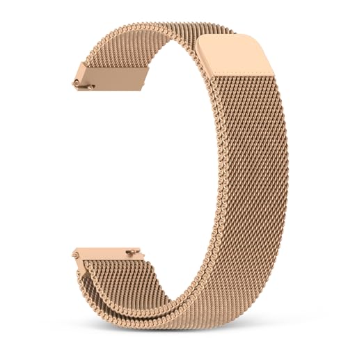 22mm Rose Gold Magnetic Stainless Steel Smart watch Band – Quick Release Milanese Loop Replacement –Strap for Women – Stylish, Adjustable, Anti-Snag Edge, Comfortable Fit, Compatible with Smart watches