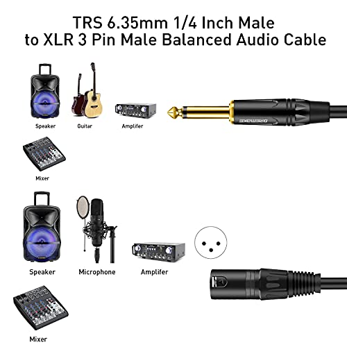 Dremake Mono 6.35Mm 1/4’’ Ts Male To Xlr Male Audio Cable, 3Ft Jack 6.35Mm To Xlr 3-Pin Interconnect Cord, Quarter Inch To Xlr Unbalanced Mic Cable For Speakers, Stage, Dj, Amp, Studio Audio Console #TOP4