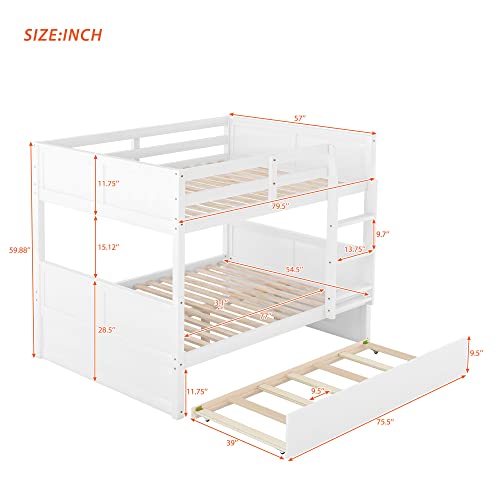 Softsea Full Bunk Beds With Trundle For Kids Teens, Convertible To 2 Beds, Solid Wood Full Over Full Bunk Bed Frame For Adults #TOP1