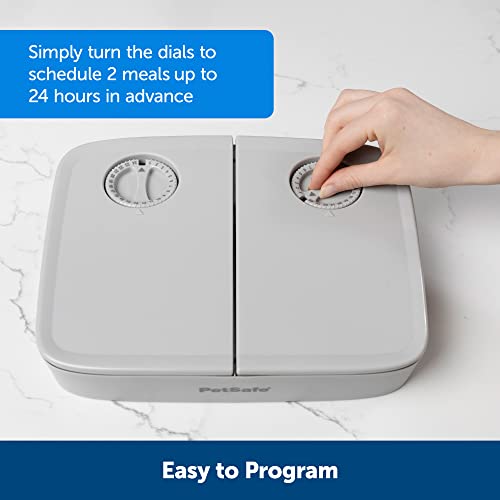 Petsafe Analog 2 Meal Programmable Pet Feeder, Automatic Dog And Cat Feeder - Dry Or Semi-Moist Pet Food Dispenser, Slow Feed Portion Control (3 Cup/16 Ounce Total Capacity), Tamper-Resistant Design #TOP1