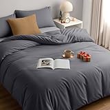 Utopia Bedding Copripiumino 3 pezzi Una Piazza e Mezza - Microfibra Copripiumino 200x200cm + Federe 50x75cm - Grigio