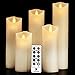comenzar Flameless Candles, Battery Candles Set (H 5" 6" 7" 8" 9" x D 2.2") Real Wax Pillar Led Candles with Remote Timer (Ivory White)
