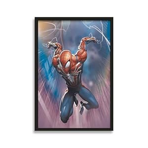 Marvel Officially Licensed Like Wall Art Decor – 14×20 Inch Painting Like Framed Artwork Spiderman Print – Aesthetic Decorative Picture Poster for Home Walls, Living Room, Bedroom, Kitchen