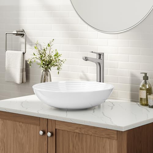 KRAUS Indy Bathroom Faucet for Vessel Sink in Spot-Free Brushed Nickel with Single Handle, Pop Up Drain and Supply Lines, KVF-1410SFBN - image 2