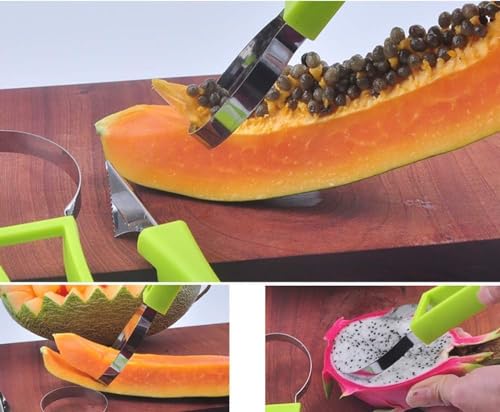 Image of 12 Pic Cookie Cutter Set & 4 in 1 Melon Baller Scoop Set Combo Pack for Seed Remover, Cookie Cutter Decorative Food, Stainless Steel Vegetable Fruit Cutter